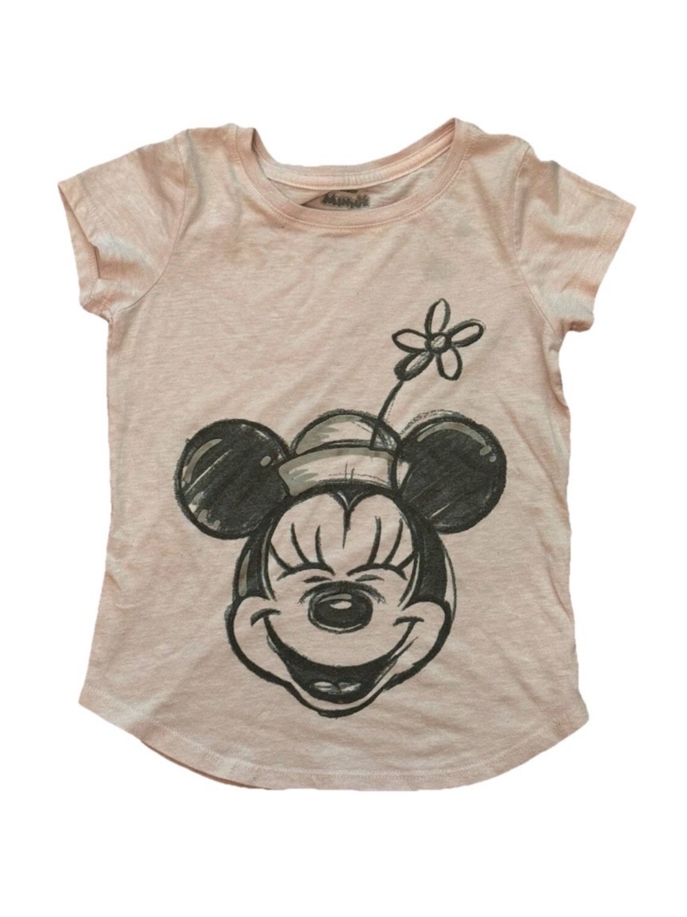 Disney Jr Minnie Mouse Girls T Shirt Pink‎ M Laugh Smile Sketch Drawing